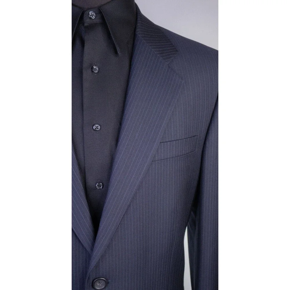 Banana Republic 2-Pcs Stripped Blue Classic Wool Suit Jacket Sz 42R Pants 36X30